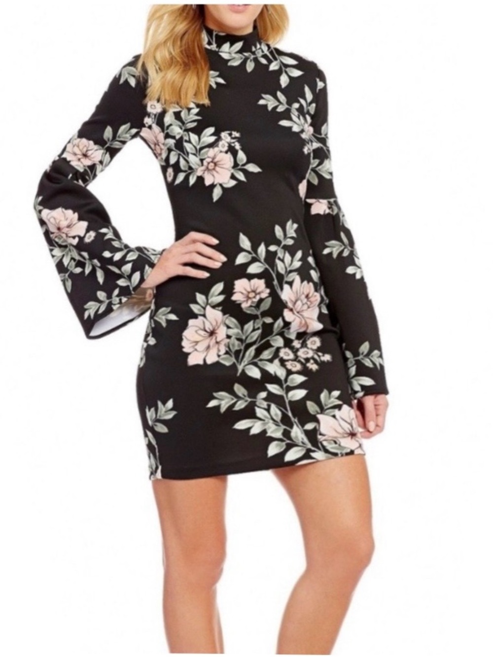 SCUBA FLORAP MINI DRESS